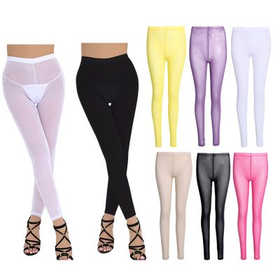 US Sexy Women Lingerie Sheer Mesh See-through Pants Tight Leggings Yoga Trousers